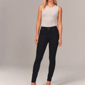 Abercrombie & Fitch Women The Super Skinny Ankle High Rise Jeans Black Sz 27/4R